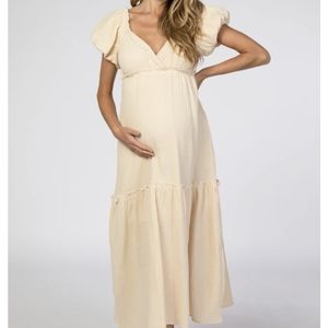 Pink Blush Maternity Cream Maxi Dress